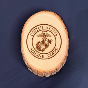Marine Corps Emblem Wooden Wall Hanging Wood Burned Image